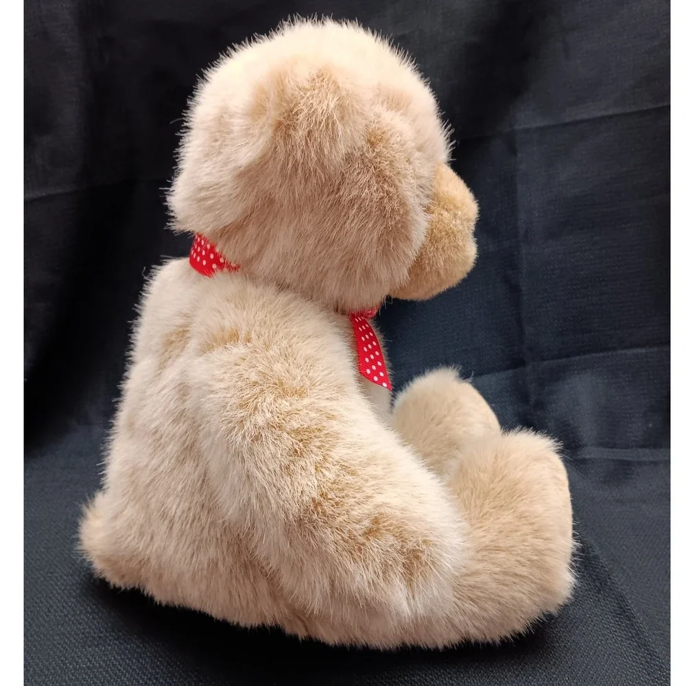Vintage 1995 GUND Stuffie Teddy Bear 2343 Tan Plush Red Polka Dot Bow 11 in NWT